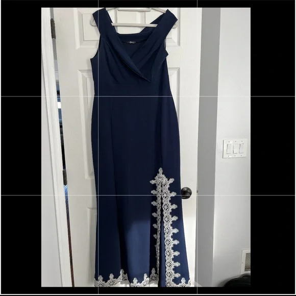 Lace Quiz Cobalt Blue Dress Womens Quiz Halter Neck Lace Sequin Midi Dress  Royal Blue Size